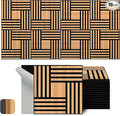 WoveN SounD Artisan Acoustic Wall Panels, 16 Pack 12x12 Inch, PVC Wood Grain by WovenSound