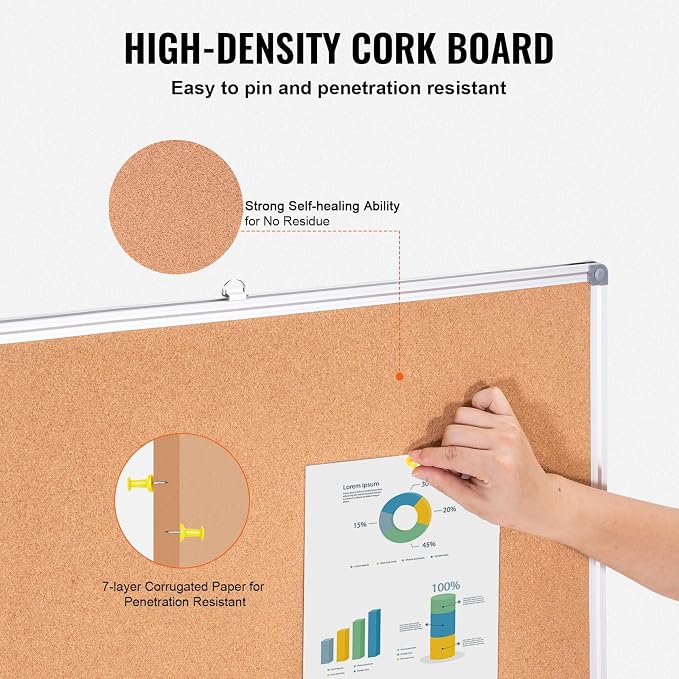 VEVOR 48"x36" Large Cork Board – Wall-Mounted Bulletin Board - Image 3