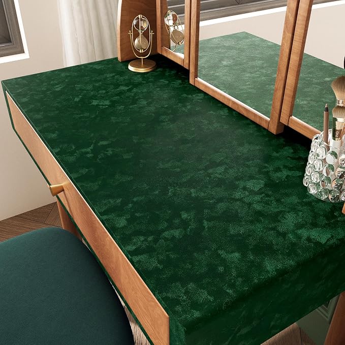 Wallercity Emerald Green Velvet Wallpaper Peel and Stick Felt Drawer Liner Self - Image 4