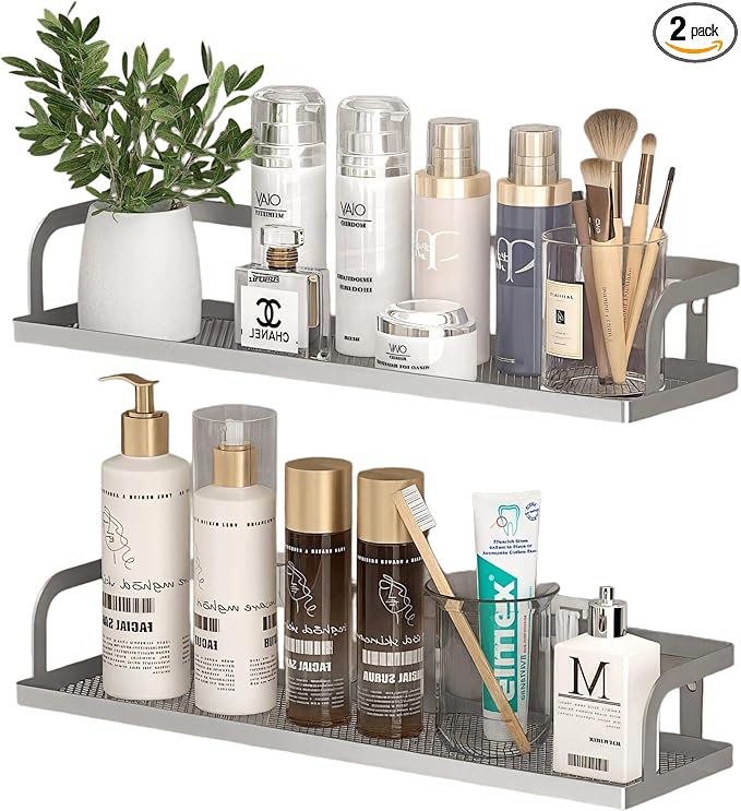 PUSDON 2-Pack 16.5" Extra Long Slim Hollowout Shower Caddy, Wall Mount Spice by PUSDON