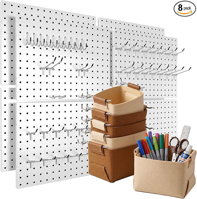Spampur Peg Board, 8 Pack Metal PegBoard Organizer by Spampur