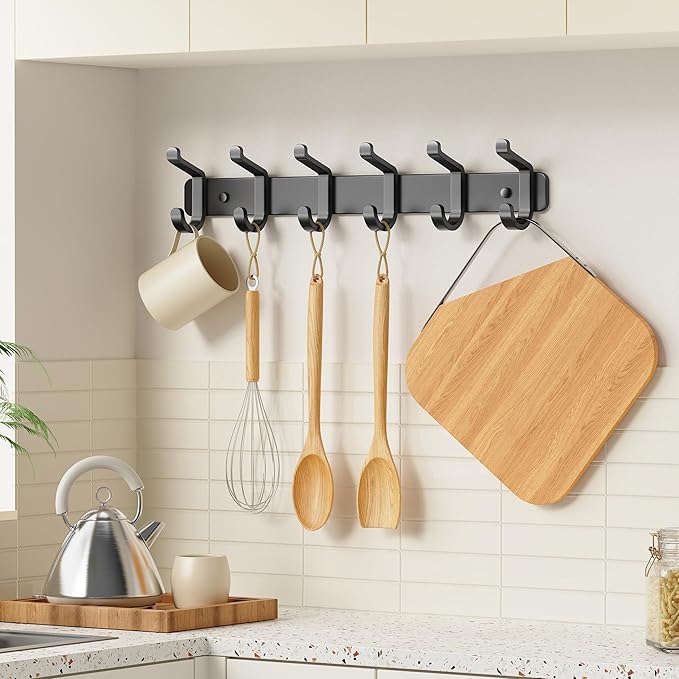 pickpiff Coat Rack Wall Mounted Heavy-Duty: Metal Coat Hanger 6 Hooks - Image 4