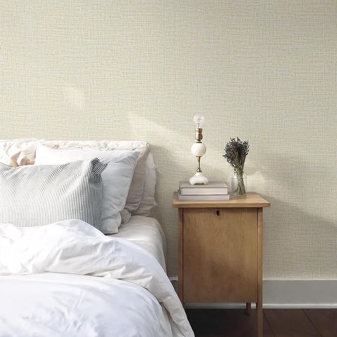 Guvana Grasscloth Peel and Stick Wallpaper Cream Textured Contact Paper Modern - Image 2