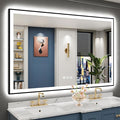 60x40 Black Framed LED Bathroom Mirror by Awandee