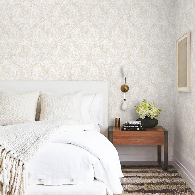 Ismoon Floral Peel and Stick Wallpaper Vintage Beige Contact Paper Boho - Image 5