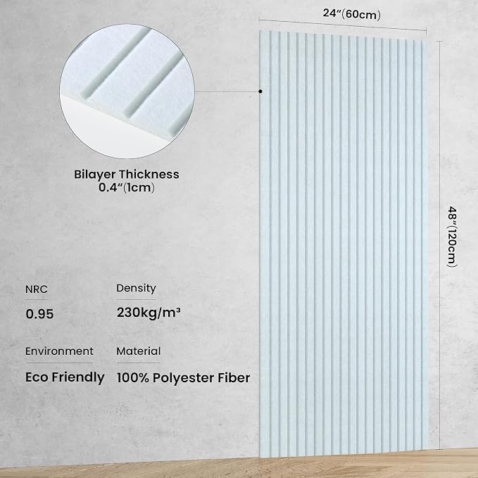10 Pack Large Acoustic Panels, 47.2 x 23.6 x 0.35 Inch Sound Proof Foam Panels - Image 2