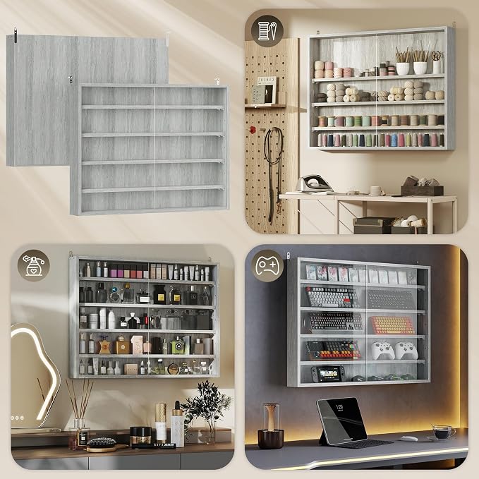 HOMCOM 5-Tier Display Cabinet, Glass Door Cabinet - Image 7