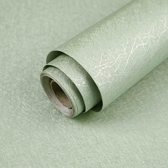 Abyssaly Green Peel and Stick Wallpaper Embossed Silk Textured Wallpaper 15.7" by Abyssaly
