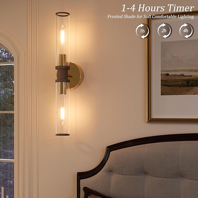 Battery Operated Wall Sconce Set of 2, Modern Cordless Wall Lights - Image 4