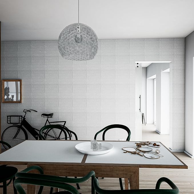 40 PCS 3D Wall Panels Peel and Stick Faux Foam 11.8"*11.8" White Brick Wallpaper - Image 9