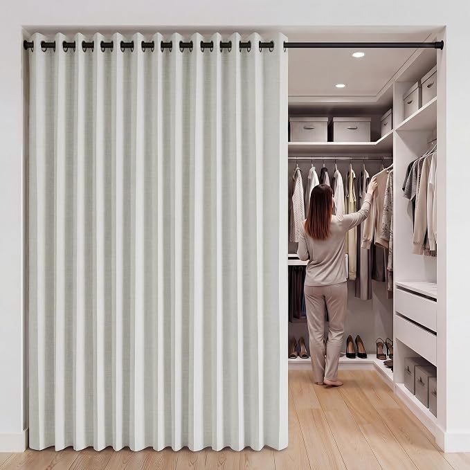 RYB HOME Accordion Style Closet Curtain-100% Blackout Folding Accordion Curtain by RYBHOME