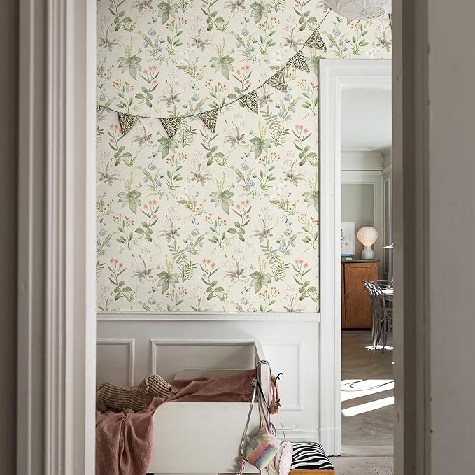 Simon&Siff Vintage Wallpaper Peel and Stick Beige Floral Contact Paper - Image 6