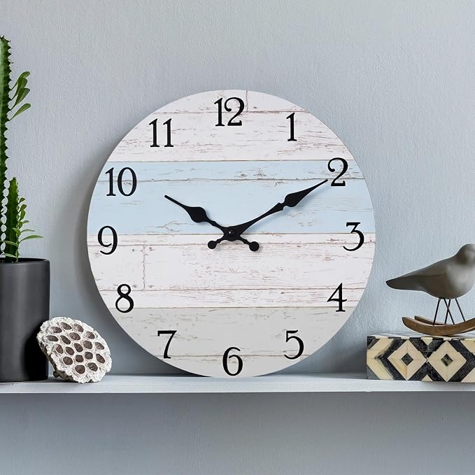 KECYET Wall Clock 10 Inch Silent Non-Ticking Coastal Beach Style Wall Clocks - Image 2