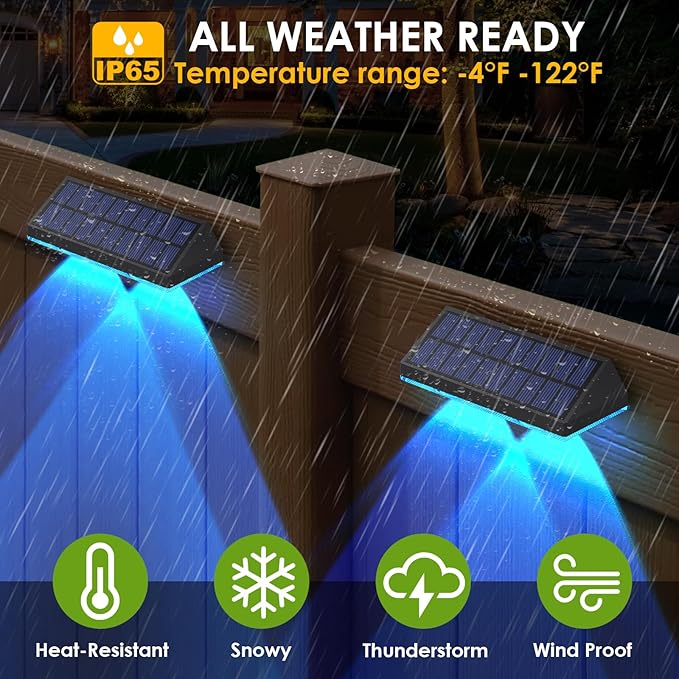 LIANGLOME Solar Fence Lights Outdoor, 2PK RGB Solar Lights - Image 4