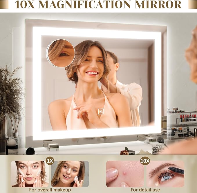 ROLOVE 22x20 Inch Lighted Vanity Mirror, 3-Mode Touch Dimming LED Lighting - Image 7