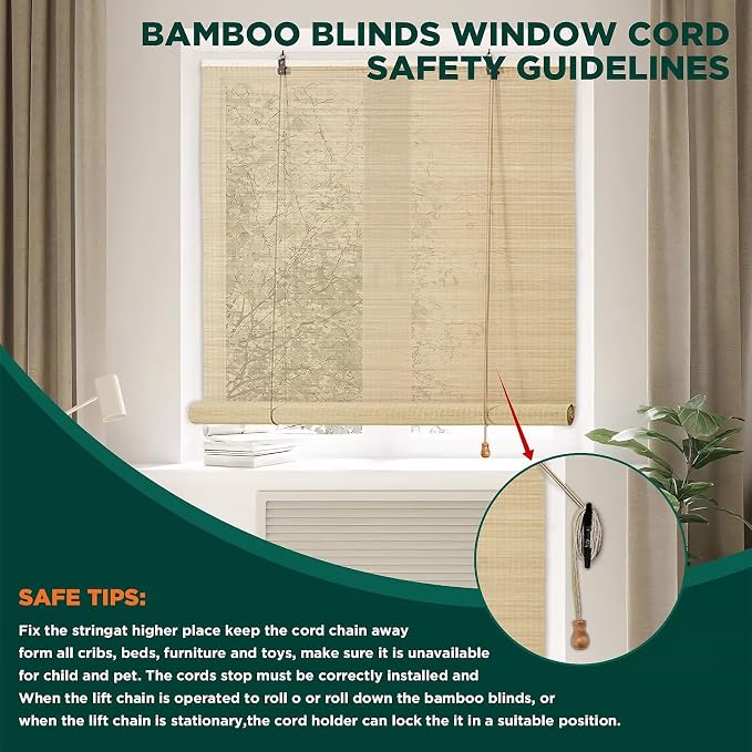 Bamboo Blinds for Interior Windows, Custom Roller Shades for Indoor Window and - Image 4