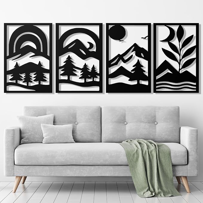 GALLERY GRACE Metal Wall Art Decor – 11" x 16" Set of 4 Abstract Landscape by GALLERYGRACE