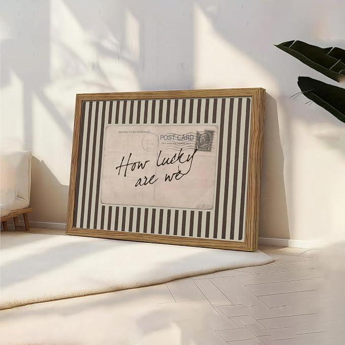 Framed How Lucky Are We Wall Art, Vintage Preppy Inspirational Canvas Wall - Image 2