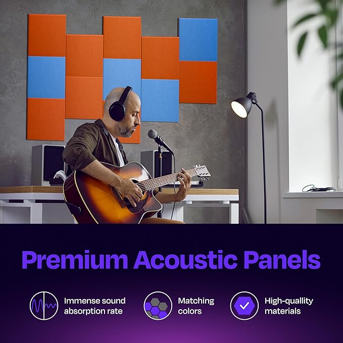 Acoustic Panels 12-Pack Soundproof Wall Panels 12"X12"X0.4" Sound Panels High - Image 2