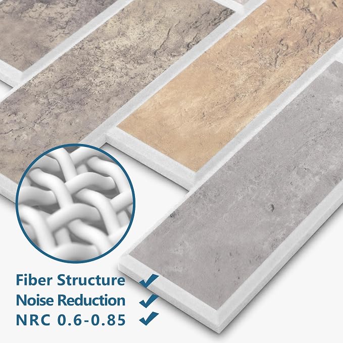 8-Pack 3D Faux Brick Acoustic Wall Panels, 11.8" x 11.8" PET Soundproof & Noise - Image 3