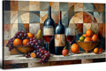 Geometric Kitchen Wall Art Abstract Wine Canvas Prints Red Wine Glass and Fruit by HOME