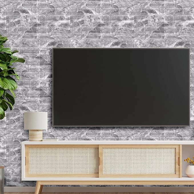 YU LI 3DH 3D Wall Panels Peel and Stick Faux Stone Wall Panel White 20-Pack - Image 3