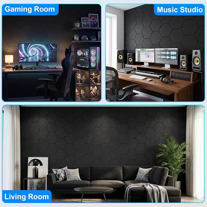 12 Pack Hexagon Acoustic Panels, Self-Adhesive Sound Deadening Panels, Sound - Image 7