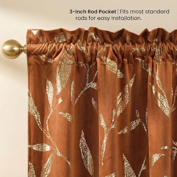 NICETOWN Burnt Orange Velvet Curtains - Image 5
