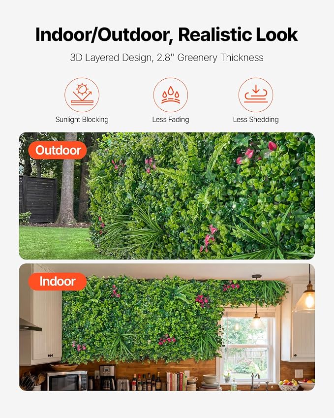 VEVOR Artificial Plant Wall, Fake Grass Wall Screen - Image 5