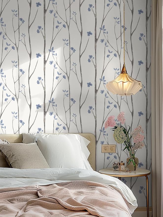 Timeet Purple Peel and Stick Wallpaper Removable Self-Adhesive Floral Wall - Image 2