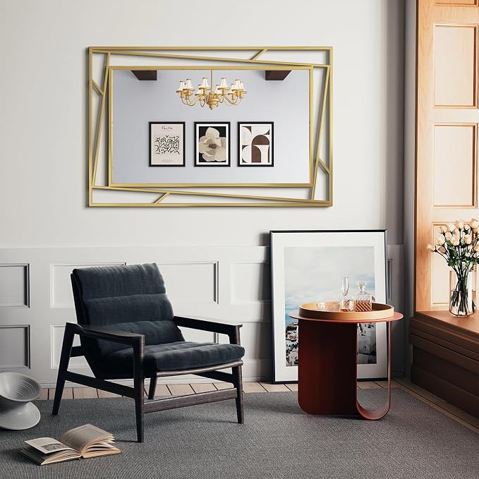 Brushed Gold Bathroom Mirror, Hang Horizontally or Vertically - Image 8