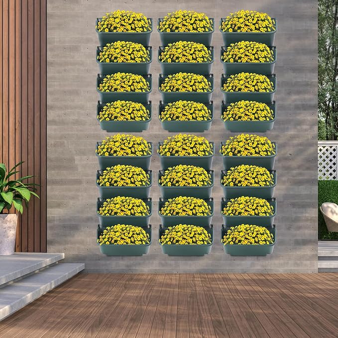 Vertical Wall Planter with 24 Plastic Pots, Wall-Mounted Garden Planter - Image 5