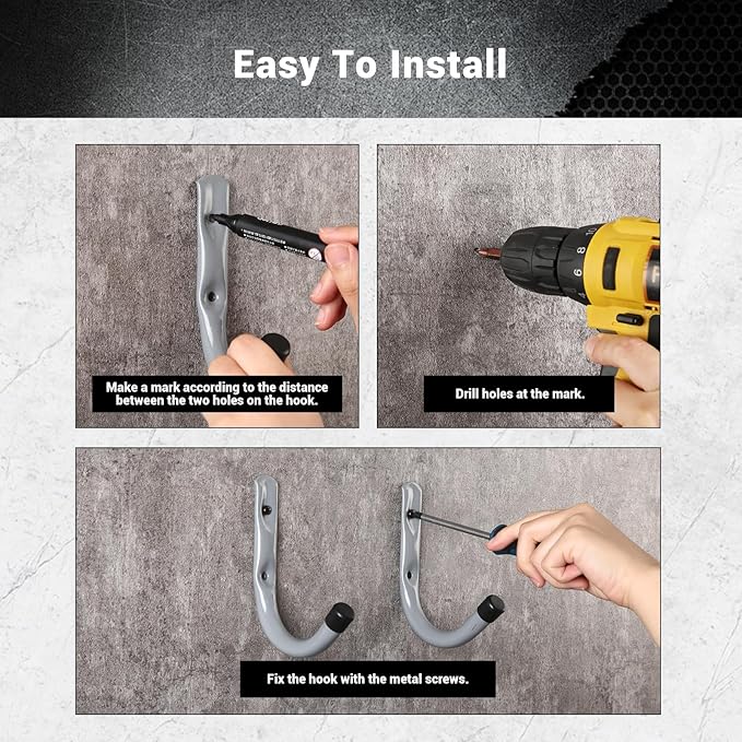 HOME MASTER HARDWARE 12 Pack 4-Inch Heavy Duty Garage Storage Wall Hooks - Image 6