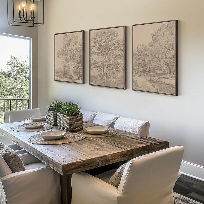Framed Neutral Vintage Landscape Wall Art - Image 2