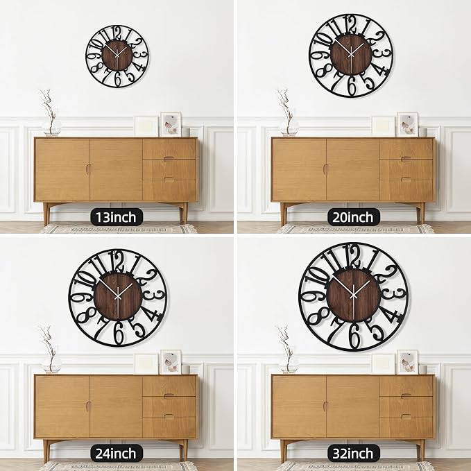 Maxstar Large Round Wall Clock for Living Room Decor Battery Operated Non - Image 4