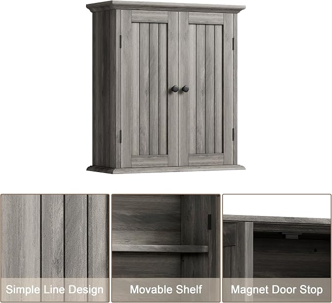 ChooChoo Bathroom Wall Cabinet, Over The Toilet Space Saver Storage Cabinet - Image 4