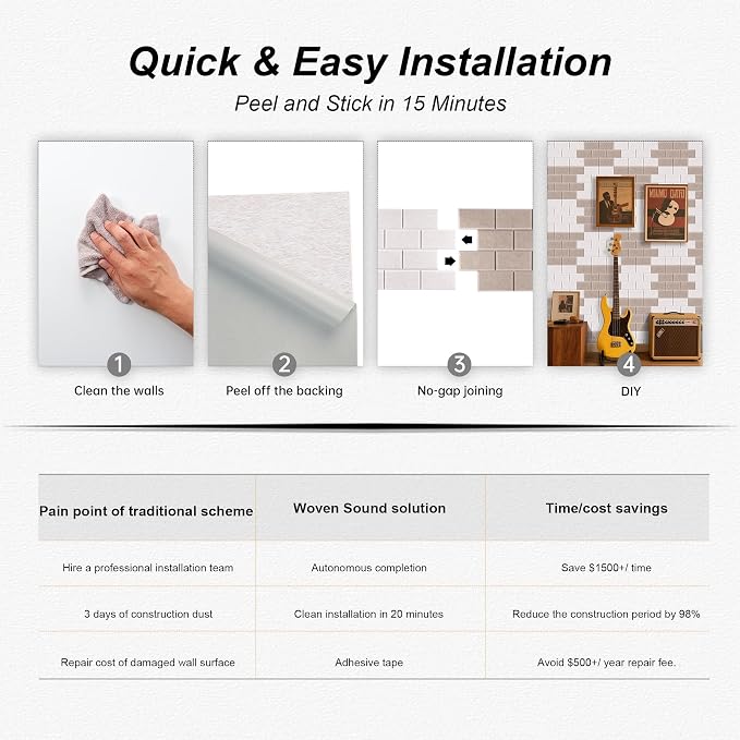 WoveN SounD Brick Acoustic Wall Panels Seamless Visual, High Density, Sound - Image 9