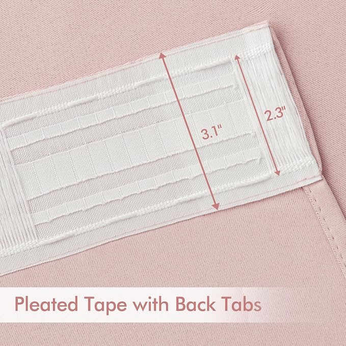 MIULEE Baby Pink Back Tab Blackout Curtains 102 Inch Long 2 Panels Set - Image 4