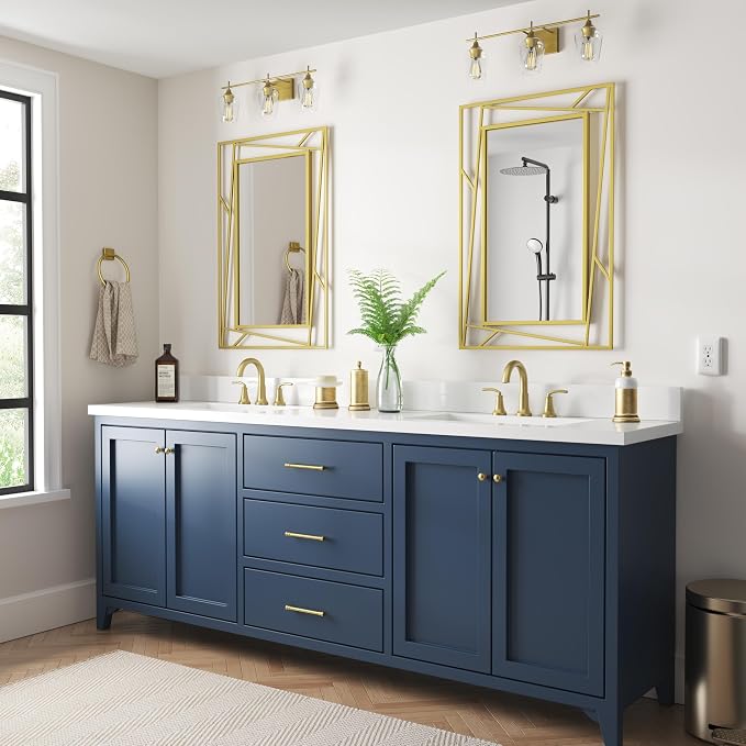 Brushed Gold Bathroom Mirror, Hang Horizontally or Vertically - Image 7