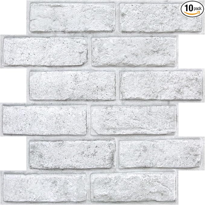COMSTICKC 3D Faux White Brick Wall Panels Peel and Stick Wall Stickers by COMSTICKCDECOR