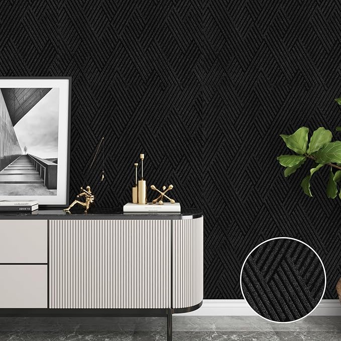 Decotalk Black Textured Wallpaper Textured Wall Paper - Image 4