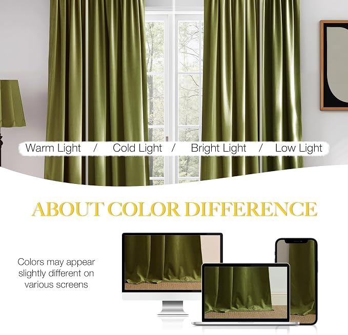 NICETOWN Moss Green Velvet Drapes 120 inch Long - Image 4