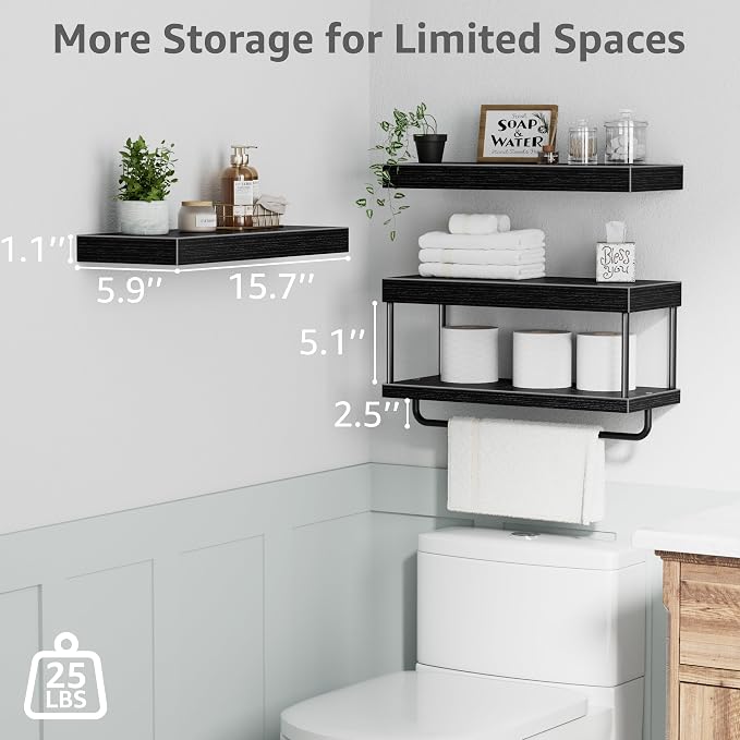 QEEIG Bathroom Floating Shelves Over Toilet - Image 3