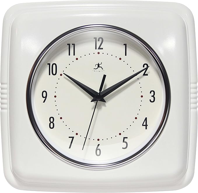 Infinity Instruments Retro – 9-Inch Square Silent Non-Ticking Mid-Century by InfinityInstruments