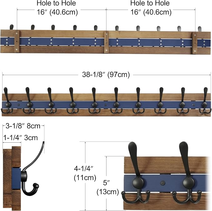 SKOLOO Rustic Wall Mounted Coat Rack - Image 6