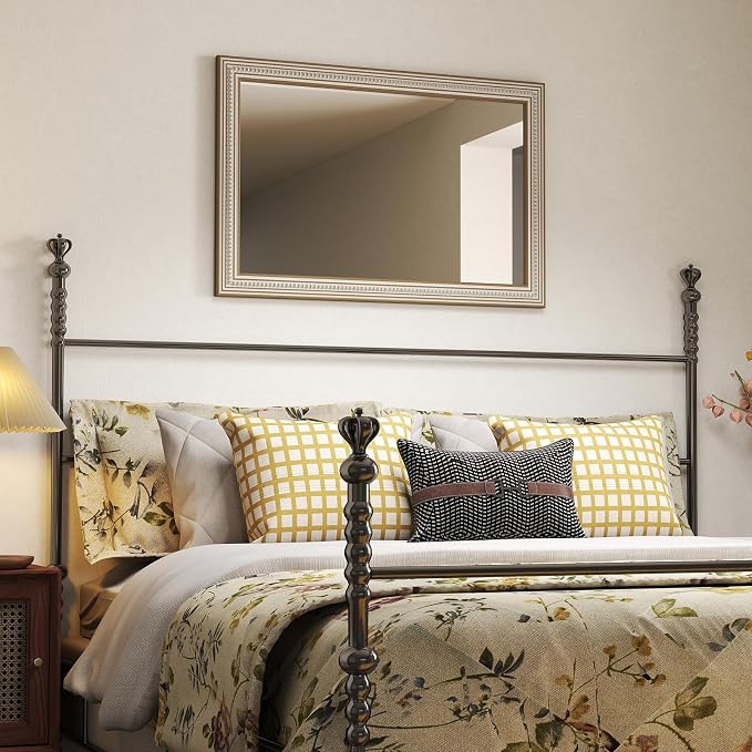 Reflinto 36x24 Inch Rustic Farmhouse Rectangular Wall Mirror, Wooden Rectangle - Image 5