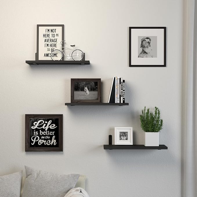 DOLLFIO Floating Shelves, 3 Sets Wall Wooden Shelves - Image 7