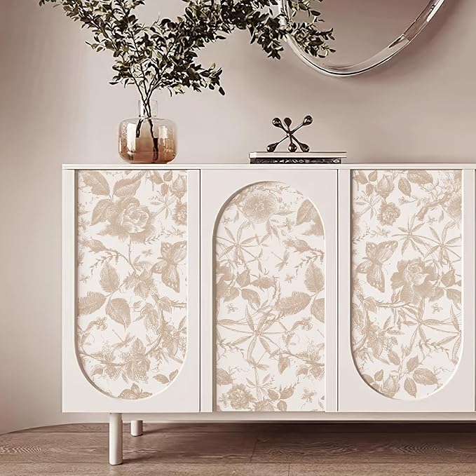 JiffDiff Vintage Peel and Stick Wall Stick，Champagne Wallpaper Rose Removable - Image 6