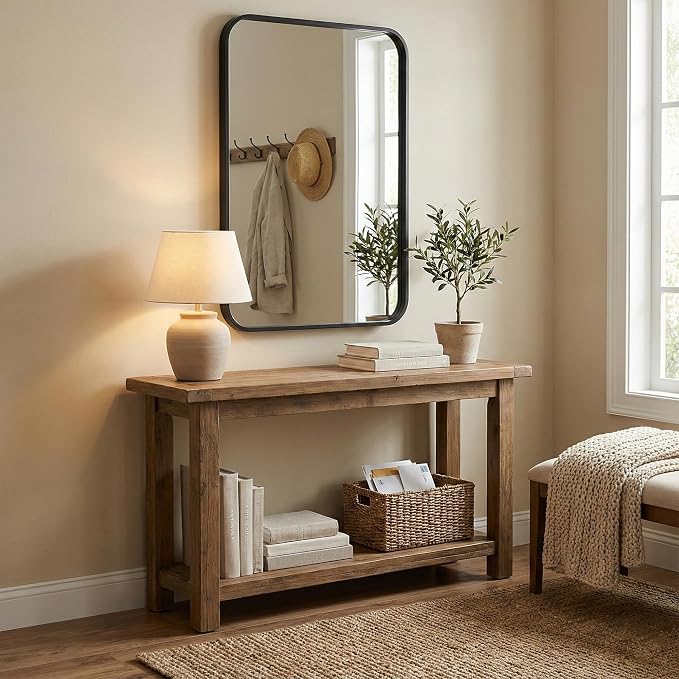 24x36 Inch Matte Black Bathroom Vanity Mirrors | Flush Mount Deep Set Metal - Image 8