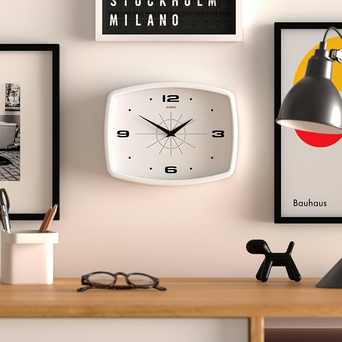 JONES CLOCKS® Movie Wall Clock | Retro Rectangular Clock | 10 inch | White | - Image 3